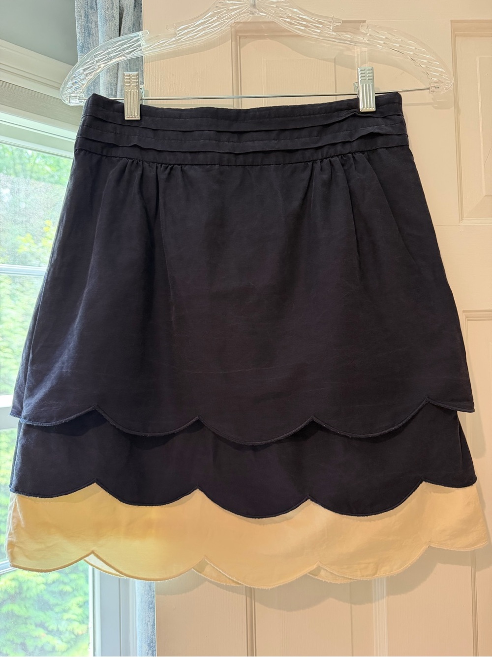 Navy and Cream Scalloped Tier Skirt